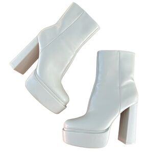 Zara platform ankle boot - white